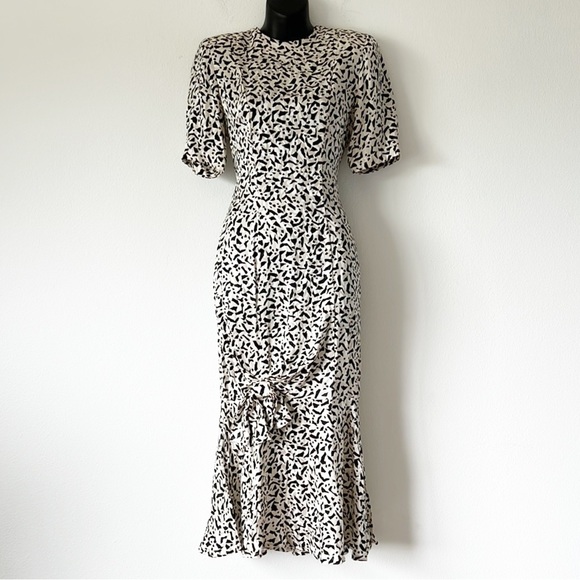Vintage 100% Silk Floral MIDI Dress - Picture 1 of 16